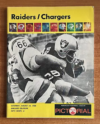 Vintage 1968 Afl San Diego Chargers @ Oakland Raiders Football Program - Aug 10 • $39