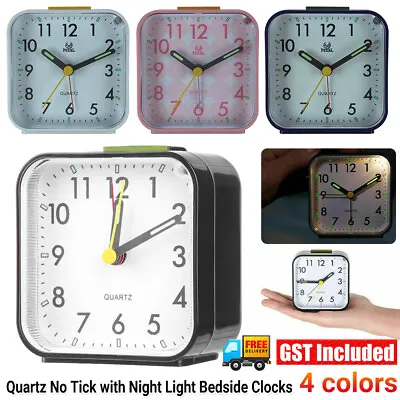 $15.48 • Buy Battery Operated Alarm Clock Quartz No Tick With Night Light Bedside Clocks NEW
