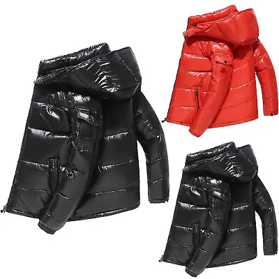 Male Quilted Padded Shiny Buffer Bubble Thick Coat Metallic Shiny Ultralight • $59.99