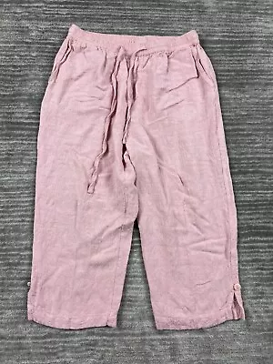 Erin London Pants Womens Medium Pink Capri Linen Blend Casual Boho • $9.99