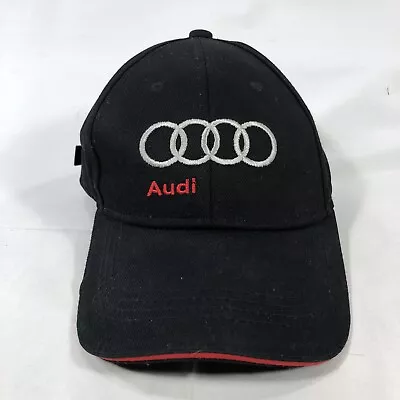 $9.97 • Buy Audi Strapback Hat Black Red Baseball Hat Adjustable Logo One Size Fits Most OSF