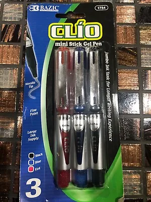 Bazic Clio Mini Stick Gel Pen 3 Pieces 1784 • $39.99