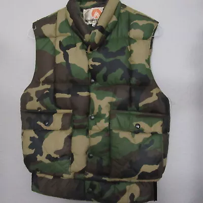 Himalayan Mens Down Puffer Vest M Green Camouflage Snap Hunting Outdoor  • $18.88