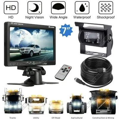 4 Pin + 7  LCD Car Reversing Camera Monitor Rear View Kit Truck Bus Van 12V/24V • £36.09