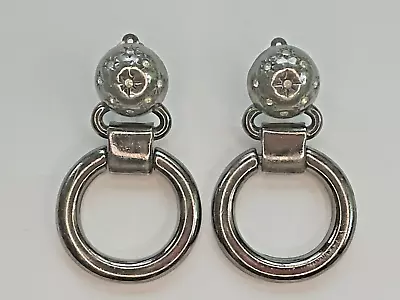 Earrings VINTAGE SIGNED GIVENCHY SILVER TONE CHUNKY HOOP CLIP On • $39.99