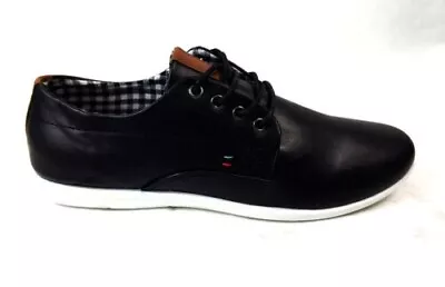 Mens Shoes Casual Black Faux Leather Trainer Formal Shoes UK 7 8 9 10 11 12 Mens • £12.95