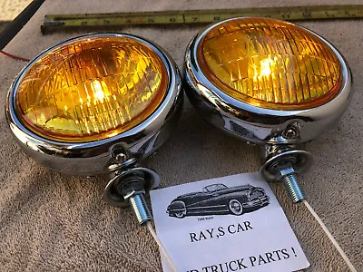 $59 • Buy New Set / Pair Of Small Amber Vintage Style Fog Lights In 12-volts !