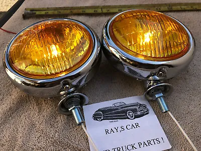 New Set / Pair Of Small Amber Vintage Style Fog Lights In 12-volts ! • $59.99