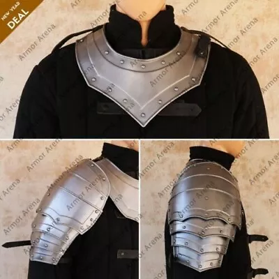 Medieval Pair Of Pauldrons Larp Armor Paladin Shoulder 18GA Steel Armor Shoulder • $145.59