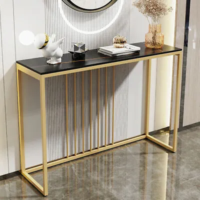 Slim Narrow Entryway Console Desk Scratch-proof Marble Long Bar Table Gold Frame • $129.97