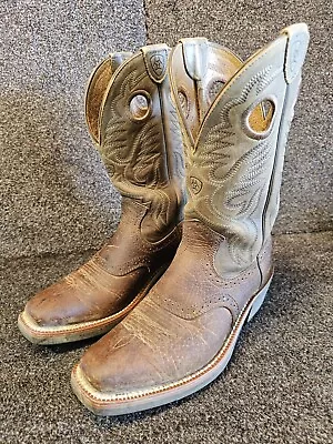 Ariat 10002230 Heritage Roughstock Buckaroo Western Leather Cowboy Mens Boots 7D • $64