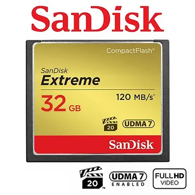 Sandisk CF Extreme Card 32GB Compact Flash Memory Card DSLR Full HD Video120MB/s • $69.95