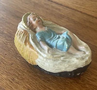 Vintage Nativity Composition CHRIST CHILD MANGER Made In Italy Hand-Painted • $18.95