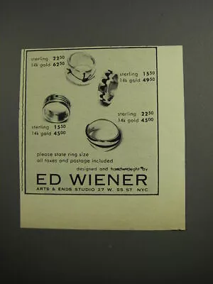 1953 Ed Wiener Jewelry Ad - Designed And Hand Wrought By Ed Wiener • $19.99