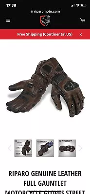 Riparo Genuine Leather Gauntlet Motorcycle Gloves - Touch Screen Access - New! • $99.97