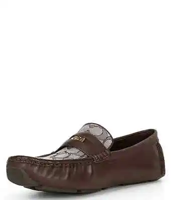 COACH Men's Brown Leather And Jacquard Driving Shoe Loafer Moccasin 10.5 Brown • $75