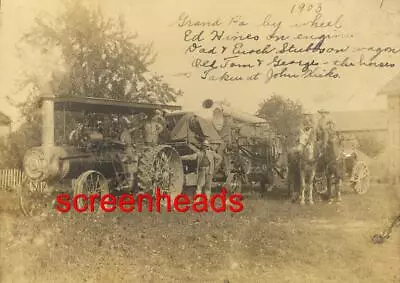 1903 Steam Tractor Cabinet Photo With Farmers Vg • $99.99