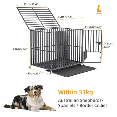 XXL Heavy Duty Pet Dog Cage Strong Metal Crate Kennel Playpen With Wheels &Tray • $158.90