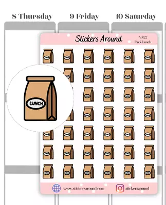$3.30 • Buy Lunch Bag Icon Sticker, Pack Lunch Planner Sticker, Calendar And Bullet Journal