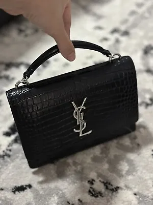 Ysl Mini Sunset Crocodile-embossed Bag • $1600