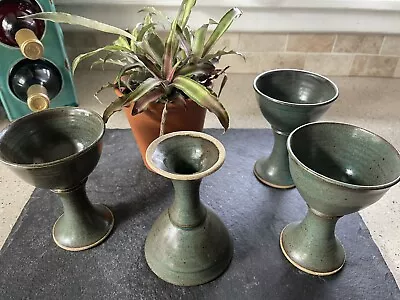 (4) Vintage Signed Art Pottery Stoneware Chalice . • $15.99