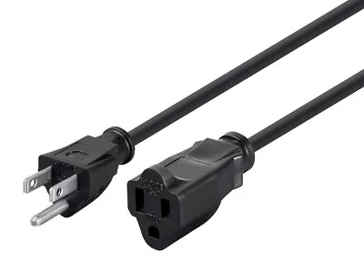 3-Prong Extension Cord - 2 Feet - Black | NEMA 5-15P To NEMA 5-15R 16AWG 13A • $5.86