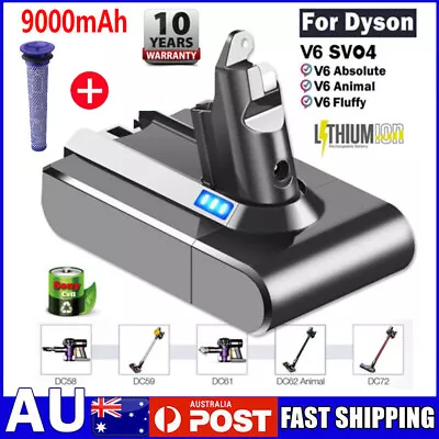 9000mAh V6 Battery For Dyson V6 SV03 SV04 DC61 DC58 DC59 Animal Handheld Vacuum • $13.92