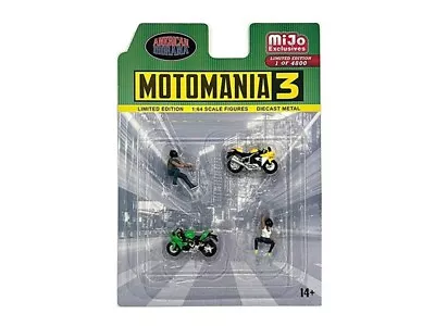 Moto Mania 3 Figure & Bike Set 1:64 Scale Model - American Diorama AD76499 • $18.95