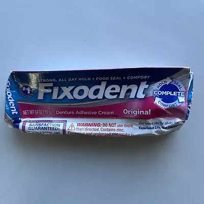 Fixodent Denture Adhesive Cream Original 1.40 Oz 1 Tubes DENTED BOX • $9.49