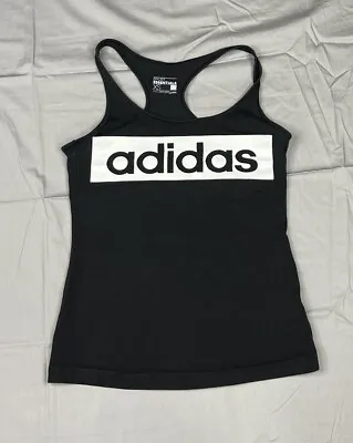 $17 • Buy Adidas Shirt Womens XS Black White Spell Out Tank Top Causal Lightweight Ladies