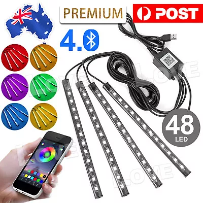 $17.95 • Buy 4X 48LED RGB Car Interior Footwell LED Strip Lights USB Remote Control Music AU