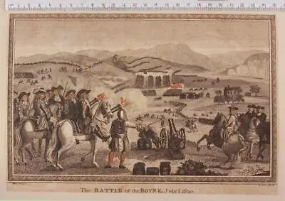 Rare 18th C. Engraving The Battle Of The Boyne July 1 1690 By John Goldar 1785 • £126.02