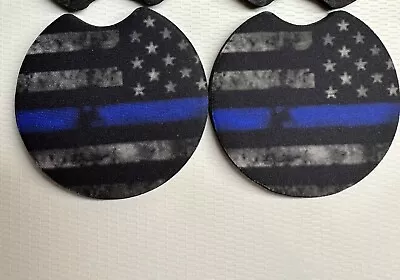 $4 • Buy Thin Blue Line Custom Car Coaster Set Of 2 Neoprene