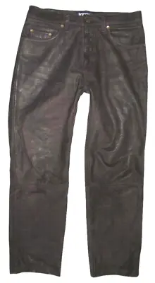 Fette Tango Men's Leather Jeans/Nubuk Leather Pants Dark Braun W32 L30 • $37.29