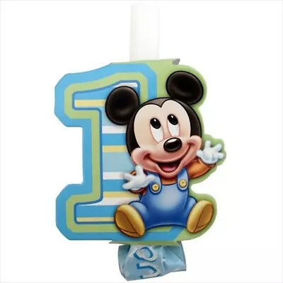 MICKEY MOUSE 1ST BIRTHDAY BLOWOUTS/FAVORS (8) ~ Birthday Party Supplies Blue • $9.50