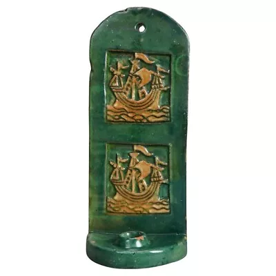 Antique Monmouth Pottery Slab Terra Cotta Candle Sconce Bucks County C1910 • $600