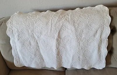 NWOT Martha Stewart Ivory Floral Portugal Matelasse Standard Sham Scalloped  • $8