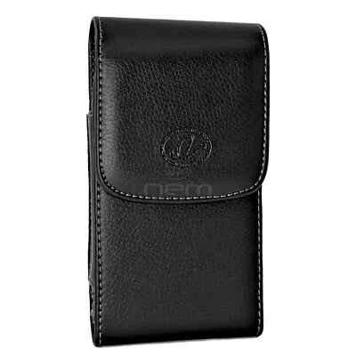 Black Vertical Leather Case With Belt Clip Pouch Holster 4.25 X 2.4 X 0.6 Inch • $8