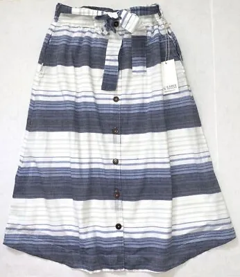 CARVE DESIGNS XL Navy BLUE Sunrise Stripe $74 Cotton POCKETS Skirt NWT New TPP • $29.60