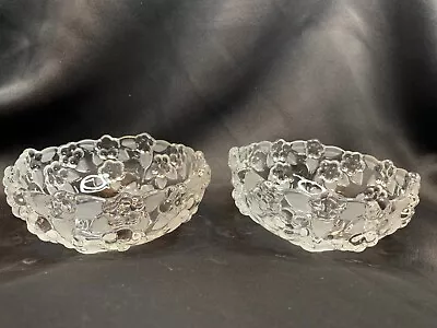 2 Mikasa Crystal Carmen Pattern Round Serving Bowl 5  Frosted & Clear 0224A • $10