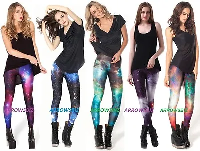Women Girls Tie Dye Cosmic Galaxy Space Print Stretch MilkSilk Legging UK Seller • £17.99