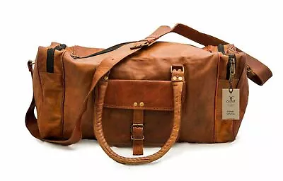 Bag Leather Travel Men Duffel Luggage Gym S Vintage Weekend Brown Genuine New • $74.80