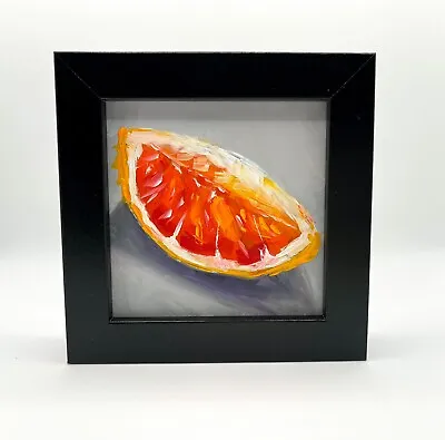 Fruit Original Oil Painting-FRAMED Tangerine Orange Citrus Bright Grapefruit Art • £50