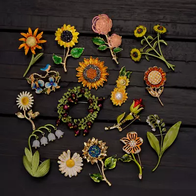 Women Vintage Flower Leave Enamel Brooch Pin Plant Badges Accessories Corsage • $3.59