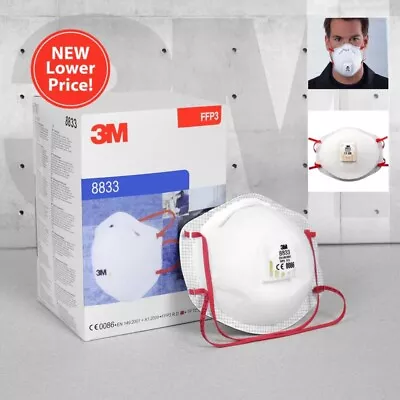 10 X 3M 8833 FFP3 Reuse Particulate Face Dust Mask Valved Dolomite Approved✅🇬🇧 • £9.99