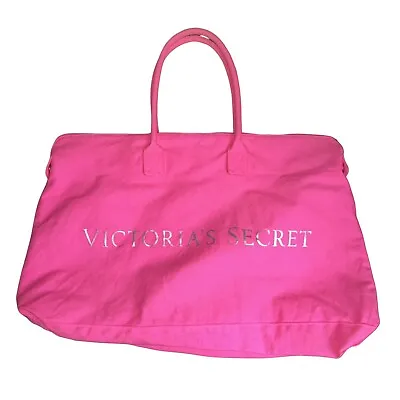 Victoria's Secret Neon Hot Pink Tote Large Duffle Bag Weekender Travel • $25