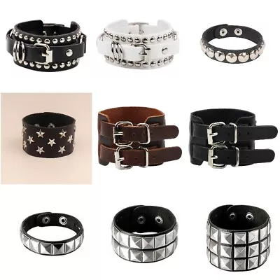 Women Men Punk Rivet Leather Gothic Bracelet Bangle Wristband Cuff Jewelry Gifts • $3.83