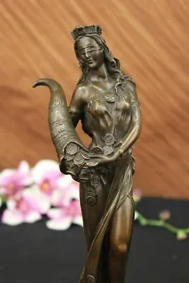 $249 • Buy Signed Bronze Lady Money Greek Goddess Of Figurine Sculpture Figure Artwork Gift