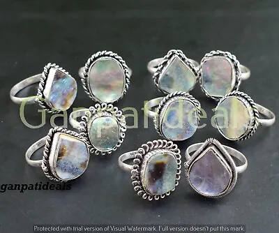 Abalone Shell Gemstone Ring Wholesale Lot 925 Sterling Silver Plated Rings Lot • $52.24