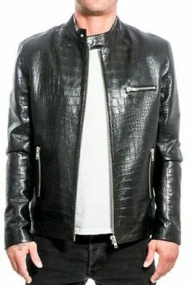 Crocodile Embossed Jacket For Men Alligator Print With Free Shipping • $80.01